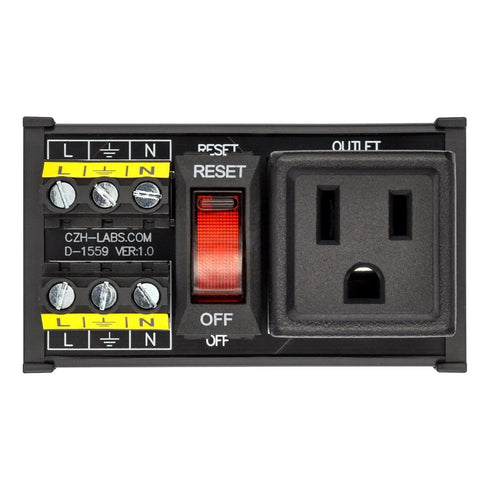 DIN Rail Mount AC 120V NEMA 5-15R Single Receptacle Outlet Power Strip Module, with Rocker Switch Thermal Circuit Breaker Overload Protector...