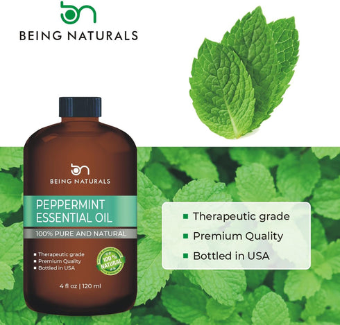 Peppermint Essential Oil - Huge 4 FL OZ - 100% Pure & Natural – Premium Natural Oil with Glass Dropper (Peppermint Oil)...