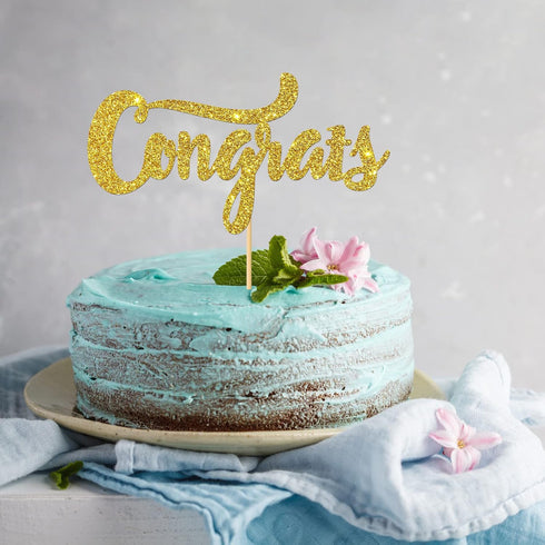 Gold Glitter Congrats Cake Topper/Congrats Grad/Class of 2025 / College Grad/Congratulations/MBA Graduation Party Decorations...