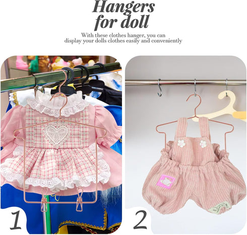5 Sets Doll Hanger Clothes Hanger Accessories Little Hangers Mini Hangers Coat Hanger Dress Outfit Girl Dolls Doll Stands for 18 Inch Dolls Iron B...