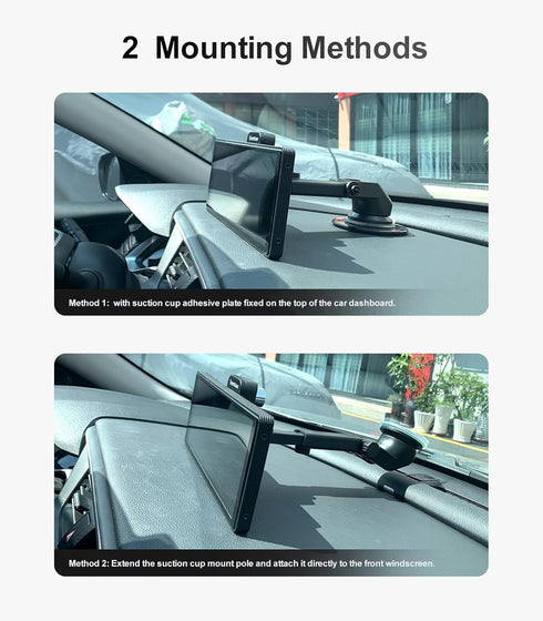 Car Dash Mount Universal Suction Cup Mounting Bracket Fixed on Windshield or Dashboard,Suitable for 7"/ 9"/ 10" Portable Apple CarPlay/Android aut...
