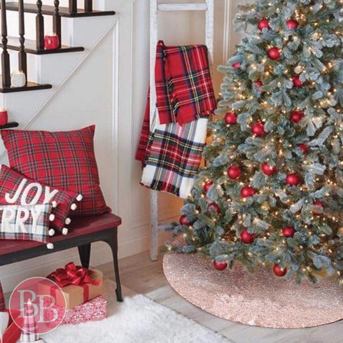 Christmas Tree Skirt 36 Inches Rose Gold Sequin Tree Skirts Glitter Sparkly Xmas Tree Skirt for Tabletop Christmas Tree Decoration...