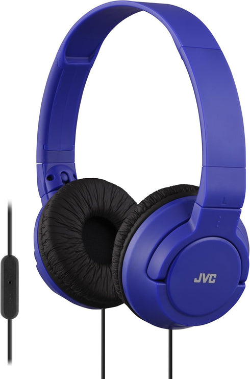 JVC Lightweight Flat Foldable On Ear Colorful Lightweight Foldable Headband with Mic, Blue (HASR185A)...