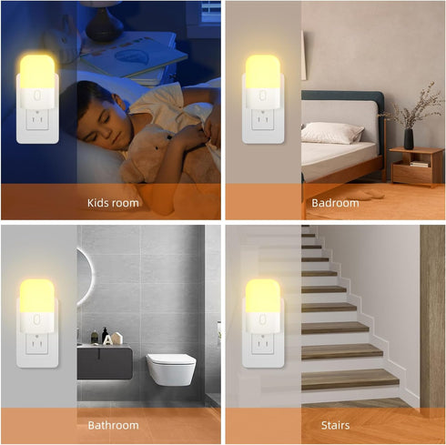 Night Light LED Auto Dusk to Dawn Sensor Light for Kitchen, Bedroom, Kids Room, Hallway, Stairway, Painting Plug in Dimmable Nightlights Lamp Brig...