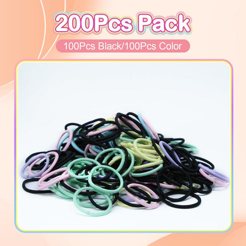 200 pcs hair ties, non-damaging hair elastics with elastic hair ties, girls, and womens hair ties, ponytail tails hair ties, non-metallic bulk hai...