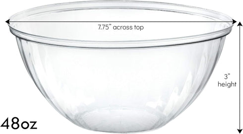PLASTICPRO Disposable 48 Ounce Round Crystal Clear Plastic Serving Bowls With Lids, Party Snack or Salad Bowl, Chip Bowls, Snack Bowls, Candy Dish...