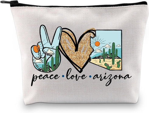 Arizona Makeup Bag Arizona Souvenir Gift Arizona Lover Gift AZ Travel Gift Vacation Gift AZ Cosmetic Bag Peace Love Arizona (Peace Love Arizona)...
