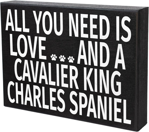 JennyGems All You Need Is Love and a Cavalier King Charles - Wooden Dog Lover Gift Sign - Christmas Gift for Cavalier Owners - Rustic Shelf Decor ...