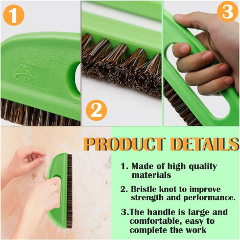Horse Hair Wallpaper Brush, Two Rows of Short Hair Wallpaper Tools Multipurpose Wallpaper Smoothing Brush Hangable Wallpaper Construction Tools (G...
