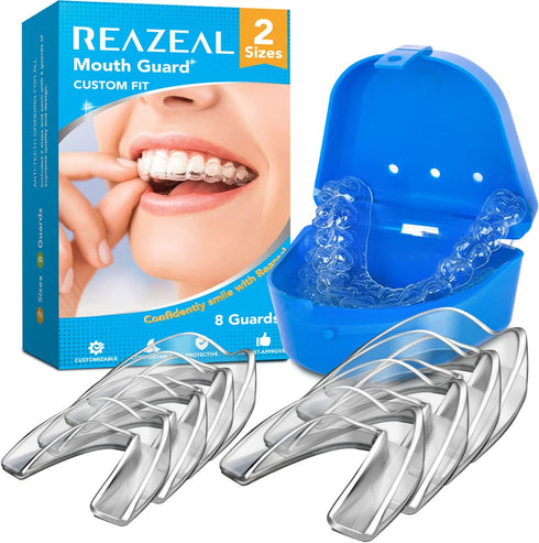 Mouth Guard for Grinding Teeth at Night: Moldable Dental Guard for Sleeping - Nighttime Protection for Teeth 8 Pack 2 Size...