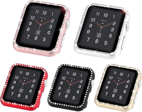 Compatible with Apple Watch Case 38mm 42mm, Metal Bumper Protective Cover Women Bling Diamond Crystal Rhinestone Shiny Compatible iWatch Series 3/...