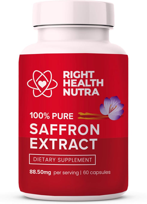 Saffron Extract 88.50mg - 60 Capsules - 100% Pure Saffron Supplements - Saffron Capsules - Saffron Supplements - Improves Mood - Saffron Pills for...