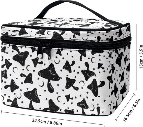 Gothic Mushroom Makeup Bag Large Opening Design Makeup Bag Cosmetic Organizer Storage Case Makeup Organizer Bag for Travel with Makeup Brushes Com...