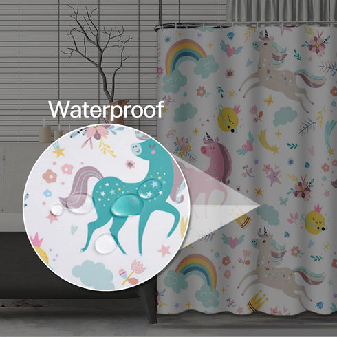 Emvency Shower Curtain Kids Rainbow Blue Pattern Unicorns Pink Baby Girl Animal Arrow Beautiful Waterproof Polyester Fabric 72 x 72 Inches Set wit...