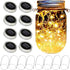 Solar Mason Jar Lights, 8 Pack 15 LED Waterproof Fairy Firefly Jar Lids String Lights with Hangers(NO JARS), Patio Yard Garden Wedding Easter Deco...