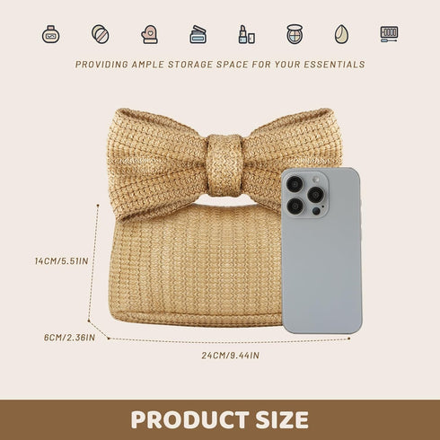 Straw Bow Purse Clutch Bag,Summer Beach Handbags for Women 2024 Vacation...