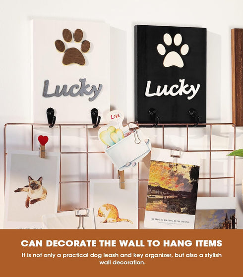 ANZOME Dog Leash Holder for Wall Decorative - Dog Leash Holder - 3D Dog Claw Key Holder Wall Mount Decor with 2 Hooks for Key and Leash Rack Hange...