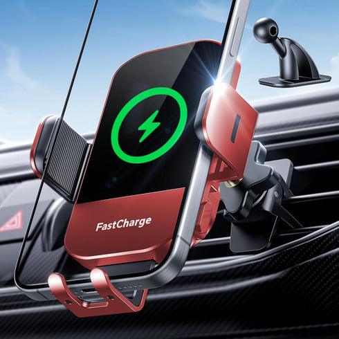 Wireless Car Charger, Phone Mount Holder Car Charger 15W Fast Charging Auto Clamping, Stick on The Dashboard for iPhone 15 14 13 12 11 Pro Max Xs,...