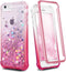 Ruky for iPhone 6 Plus 6s Plus 7 Plus 8 Plus Case, Glitter Clear Women Full Body Rugged Liquid Cover with Built-in Screen Protector, Gradient Pink...
