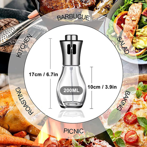 Oil Sprayer for Cooking, Olive Oil Sprayer Mister for Air Fryer, 200ml Glass Olive Oil Spray Bottle, Oil Spritzer Dispenser for Kitchen Baking Fry...