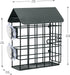 Window Suet Bird Feeder - Single Suet Cake Holder with Roof - Outside Decor - Attract Wild Birds, Woodpeckers - Complete with Hanging Chain...