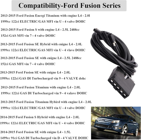 WPT1285, 645-512 Blower Motor Resistor Connector Wire Assembly, AC Fan Blower Wire Harness Pigtail Compatible with 2010-2015 Ford Fusion, 11-14 Li...