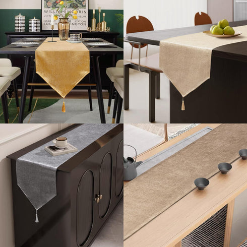BALCONY & FALCON Table Runner with Tassels Machine Washable Luxury Home Decorative Dresser Scarves for Dining Party Banquets Wedding Birthday 14 x...