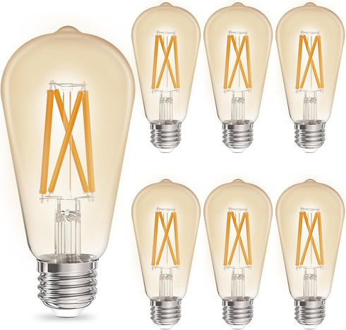 ?????????? ???????? ?????????????? ???????????? ?????????? ???????? ST19 LED Filament Bulb 5W with Amber Glass, 90+ High CRI, Dimmable 2200K, E26 ...