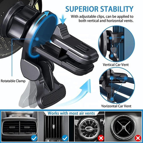 Magnetic Car Charger Transparent 15W Fast Charging for iPhone 12-15 Pro Max......