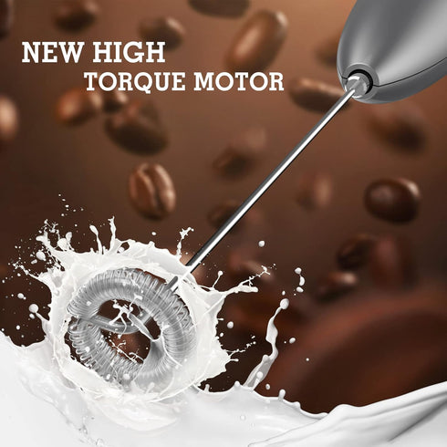 SIMPLETaste Milk Frother Handheld Battery Operated Electric Foam Maker, Drink Mixer with Stainless Steel Whisk and Stand for Cappuccino, Bulletpro...