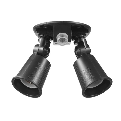 Globe Electric 240 W Twin Head Black Hardwired Automatic Dusk to Dawn Security Flood Light, Spotlight, Outdoor, Outside House Lights...