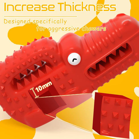 Dog Toys, Indestructible Squeaky Dog Chew Toys for Aggressive Chewers, Tough Alligator Rubber Super Chewer Dog Toys (Red-Crocodile)...