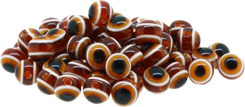 Mandala Crafts Turkish Brown Evil Eye Beads 8mm for Jewelry Making - 150 Round Hamsa Greek Eye Beads for Charms, Dreamcatchers, and DIY Crafts...