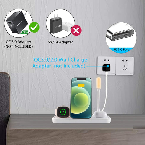 Wireless Charger, 4 in 1 Qi-Certified Fast Charging Station for Apple Watch Airpods Pro iPhone 121111proXXSXRXs Max88 Plus, Foldable Wireless Char...