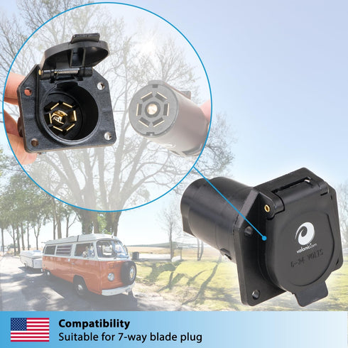 valonic 7 Way Blade Connector Socket - Spring-Loaded dust Cover - Wiring Harness Connector - for Vehicle, Truck - Weatherproof...