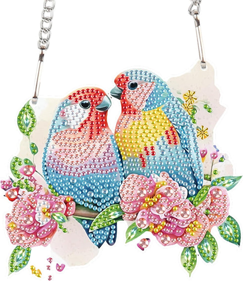 DIY 5D Parrot Diamond Painting Kits Hanging Sign Wall Art Sign Special Shaped Diamond Art Window Hanging Ornament Pendants Home Garden Wall Door H...