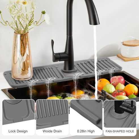 Sink Splash Guard Protects Against Water Splash, Kitchen Sink Area Splash Guard, Faucet Drain Pad Keep Countertop Cleaning and Drying,17.5 inch (G...