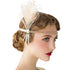 SWEETV 1920s Headpiece Flapper Headband, Pearl Peacock Feather Hair Band, Great Gatsby Accessoreis for Women, Blush Pink...