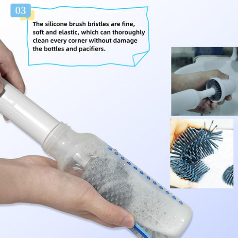 2 Pack Baby Bottle Cleaner Replacement Heads, for Electric Bottle Brush and Nipple Brush, Compatible with Baby Bottle Brush Set, Travel Bottle Bru...