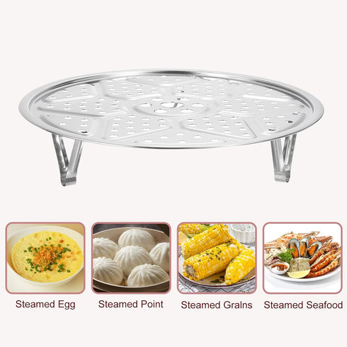 uxcell Stainless Steel Steamer Rack with Stand, 9.5 Inches Pot Steaming Tray for Steamer Cookware Instant Pressure Cooker, Silver Tone...