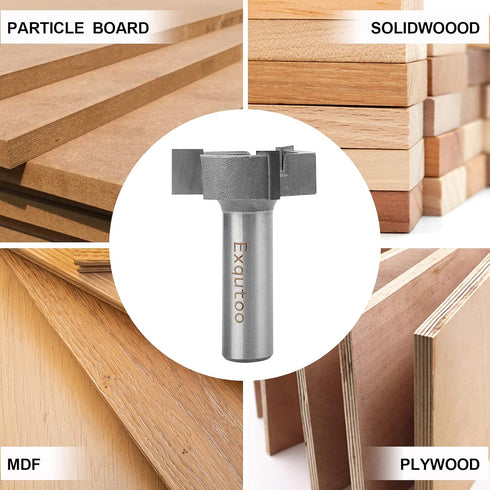 1/2" Shank 1-1/2 inch Cutting Diameter, 1/2 Height T Shape CNC Spoilboard Surfacing Router Bits, Wood Milling Cutter Planing Tool for Woodworking ...