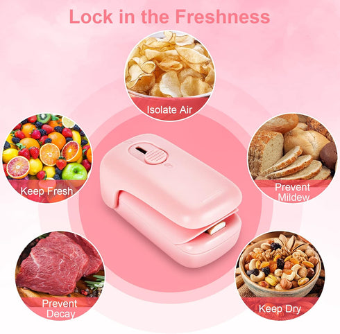 Mini Bag Sealer, Kenossion Chip Bag Sealer - Bag Sealer Heat Seal with Cutter & Magnet, Portable Mini Sealing Machine to Reseal Plastic Bags & Kee...