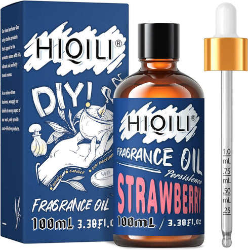 HIQILI Strawberry Fragrance Oil 100ml, Essential Oil for Diffuser Car Freshies Warmers, Permium Candle Scented Oil for Candles Making Soap Slime...