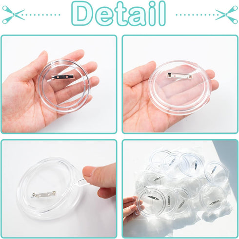18 Pack 3 Inch/75mm Clear Button Badges Set Acrylic Design Button Badge Large Photo Buttons Pins Picture Acrylic Design for Office School Craft Su...