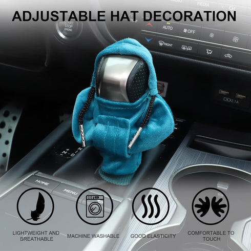 Car Shifter Knobs Cover Hoodie, Car Gear Shift Knob, Cute Hoodie for Car Gear, Automatic Shift Knobs Decoration, Car Interior Accessories(Blue)...