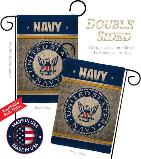 Breeze Decor US Navy Garden Flag Armed Forces USN Seabee United State American Military Veteran Retire Official House Banner Small Yard Double-Sid...