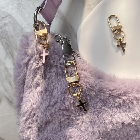 Small Cross Keychain for Women 3pcs Pack White Pink Black Car Keys Ring Accessories Clip Handbag Purse Backpack Pendant Charms-3PCSCROSS...