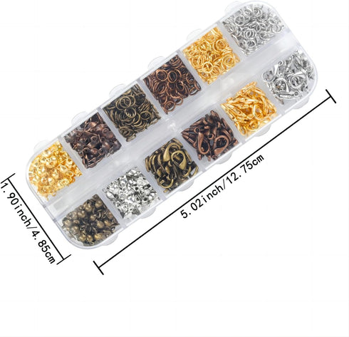 Olylkx 720pcs Lobster Claw Clasps, Bead Tips Knot Covers, Open Jump Ring Connectors, Jewelry Making Accessories Set (12 Styles)...