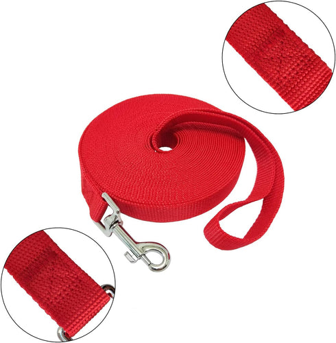 Nylon Training Dog Leash for Small Medium Large Dogs, 15ft 20ft 30ft 50ft Long Leash Dog/Puppy Lead for Obedience Recall Training, Camping (30ft, ...