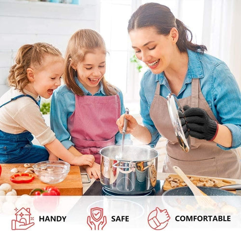 1 Pair Heat Resistant Gloves Oven Gloves Heat Resistant with Fingers Gloves Double Oven Mitt Set...